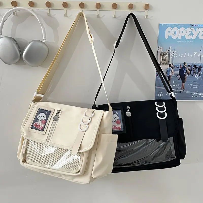 Japanese Girl Cartoon Transparent Shoulder Bag Black - Image 5