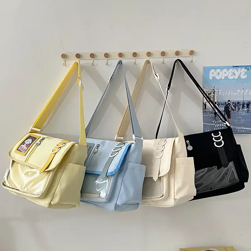 Japanese Girl Cartoon Transparent Shoulder Bag Black - Image 6