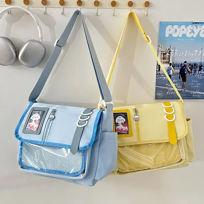 Japanese Girl Cartoon Transparent Shoulder Bag Black - Image 7