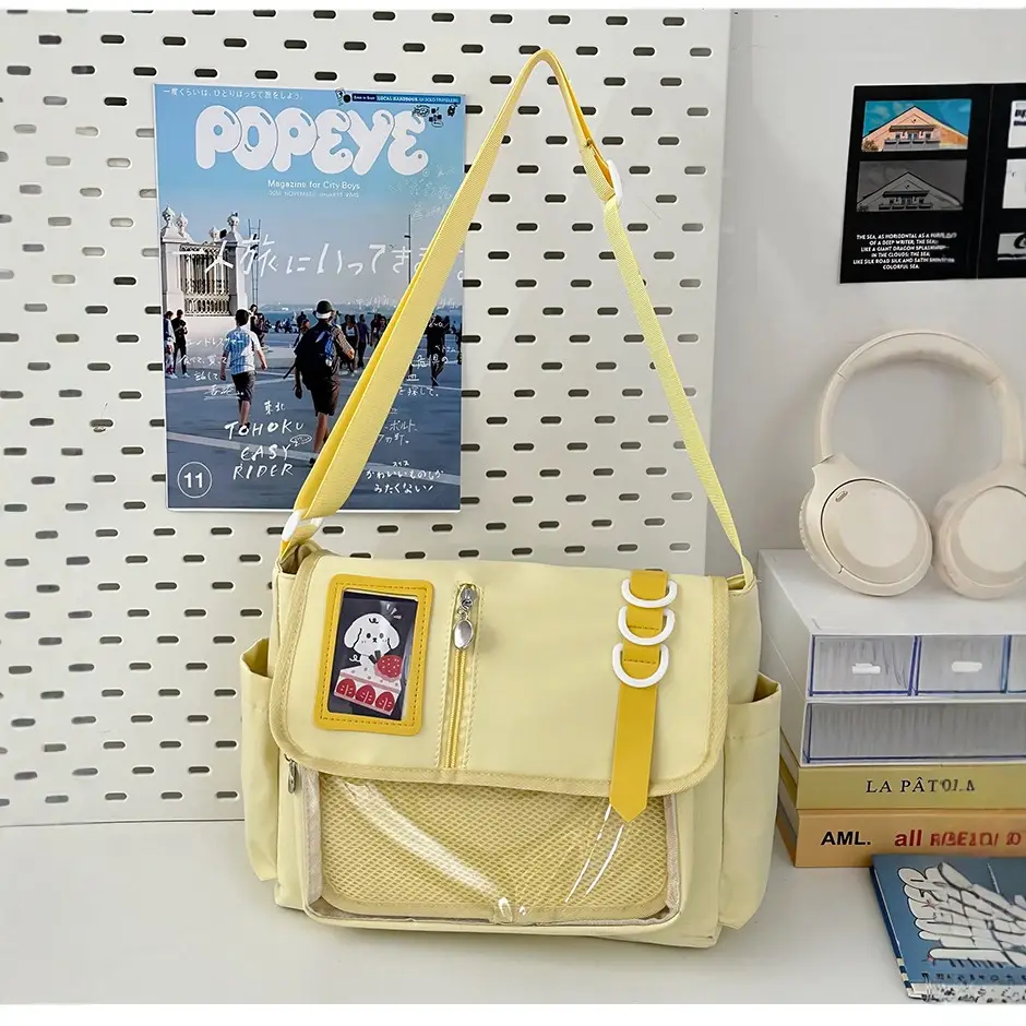 Japanese Girl Cartoon Transparent Shoulder Bag Black - Image 8