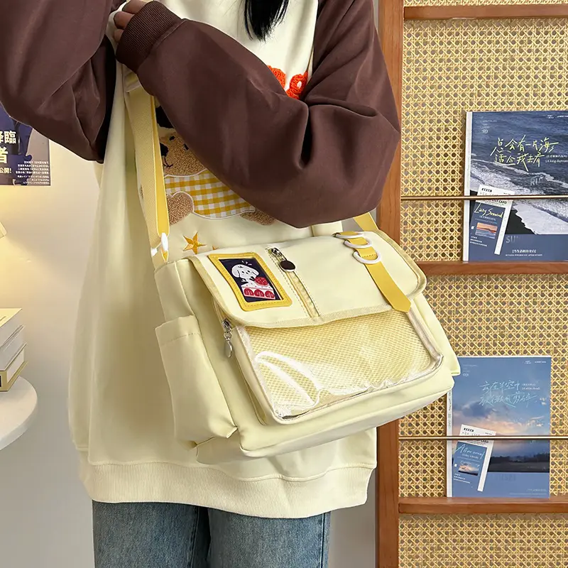Japanese Girl Cartoon Transparent Shoulder Bag Black — feature 10