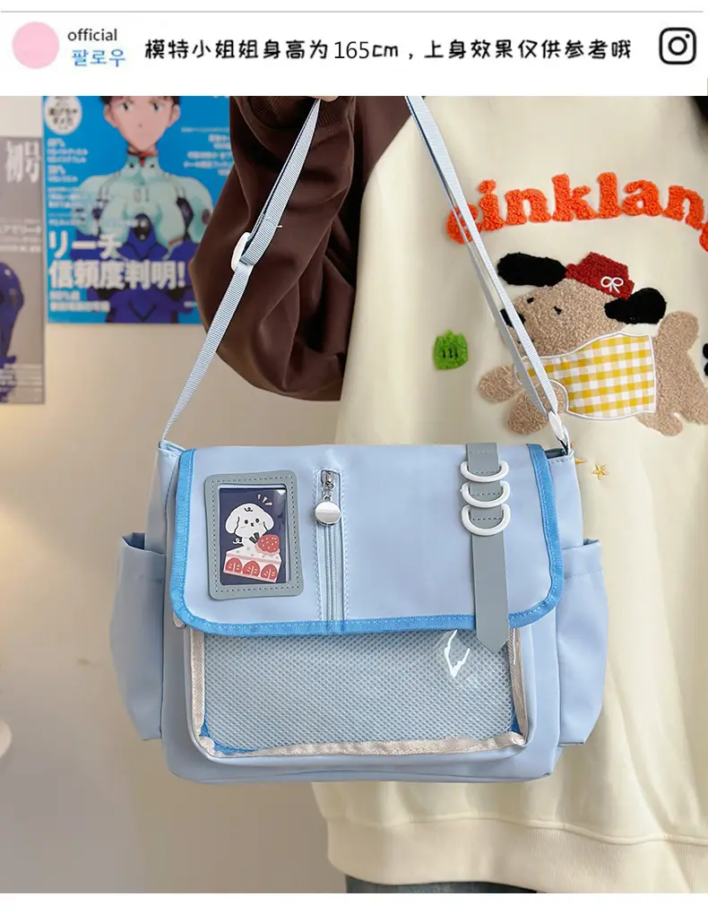 Japanese Girl Cartoon Transparent Shoulder Bag Black — feature 12