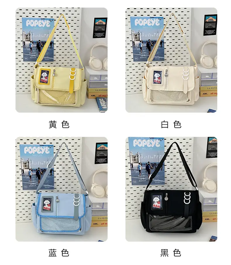 Japanese Girl Cartoon Transparent Shoulder Bag Black — feature 2