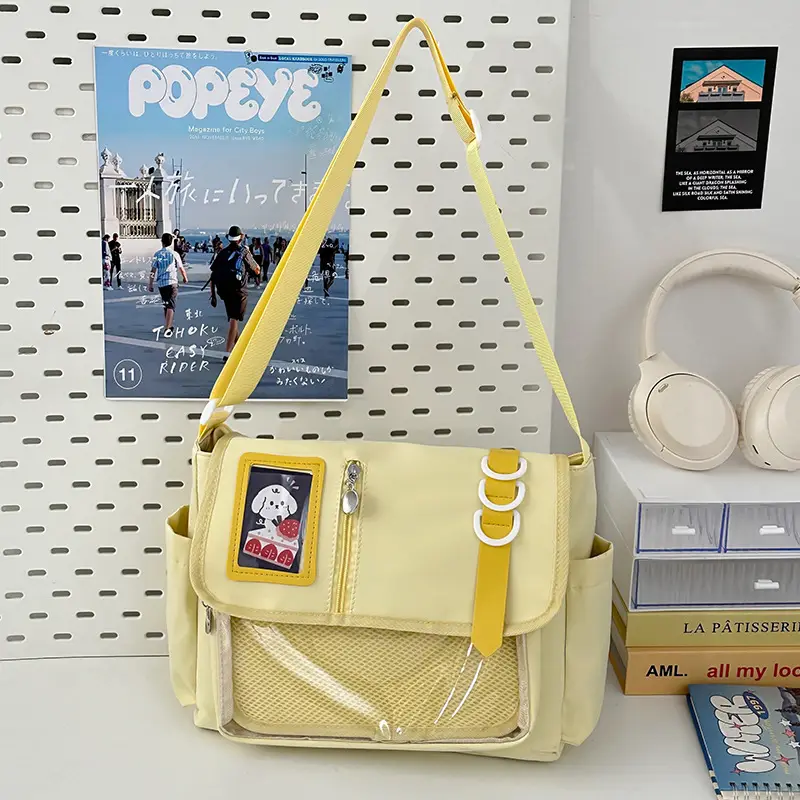 Japanese Girl Cartoon Transparent Shoulder Bag Black — feature 28