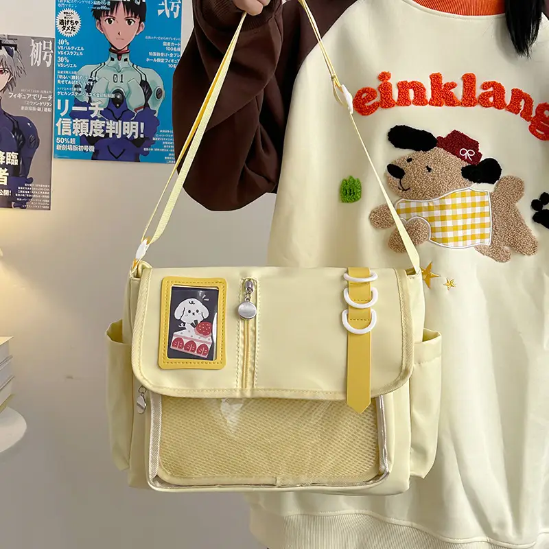Japanese Girl Cartoon Transparent Shoulder Bag Black — feature 9