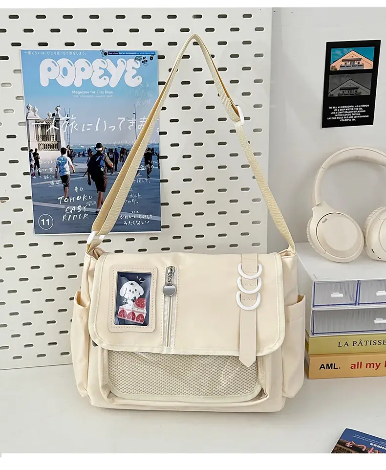 Japanese Girl Cartoon Transparent Shoulder Bag Black - Image 2