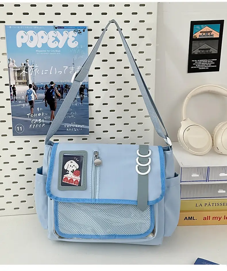 Japanese Girl Cartoon Transparent Shoulder Bag Black - Image 3