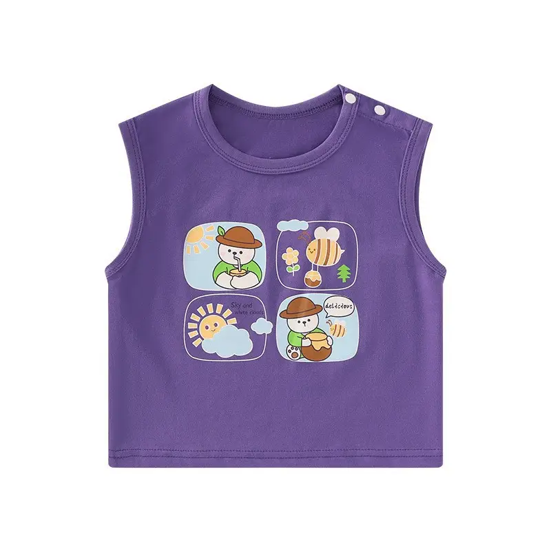 Casual Boys Sleeveless T-Shirt Pure Cotton Cartoon Summer - Image 7
