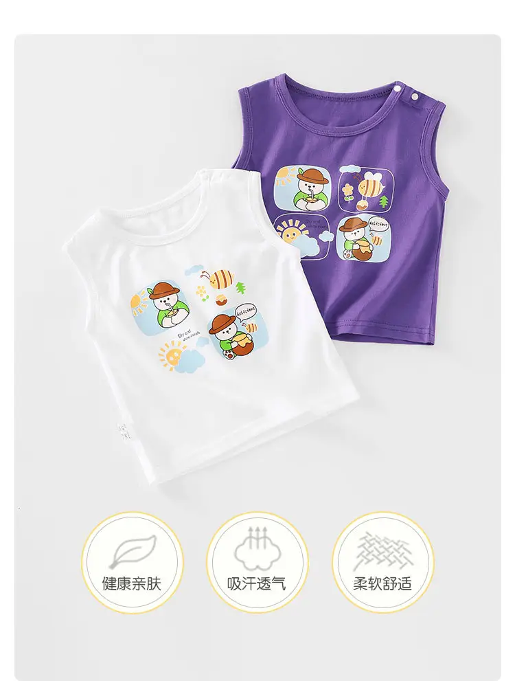 Casual Boys Sleeveless T-Shirt Pure Cotton Cartoon Summer — feature 7