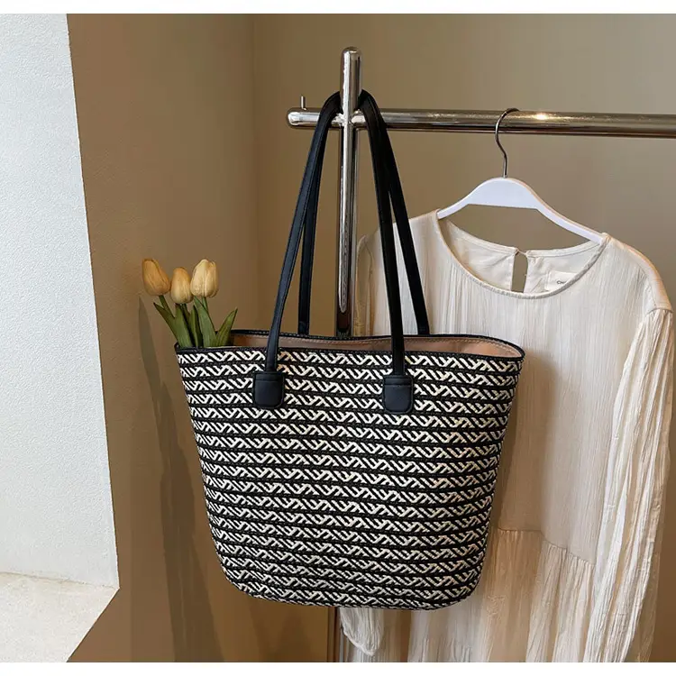Women's Straw Crossbody Bag with Leather Handles — feature 10