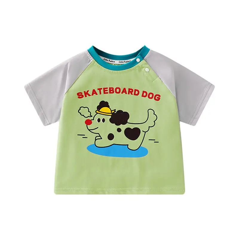 Elephant Cartoon T-Shirt for Boys Blue White Washable
