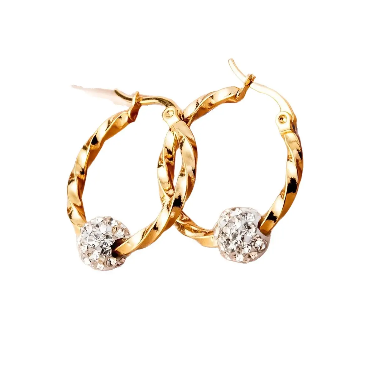 Studded Diamond Gold Hoop Earrings for Women - Image 6