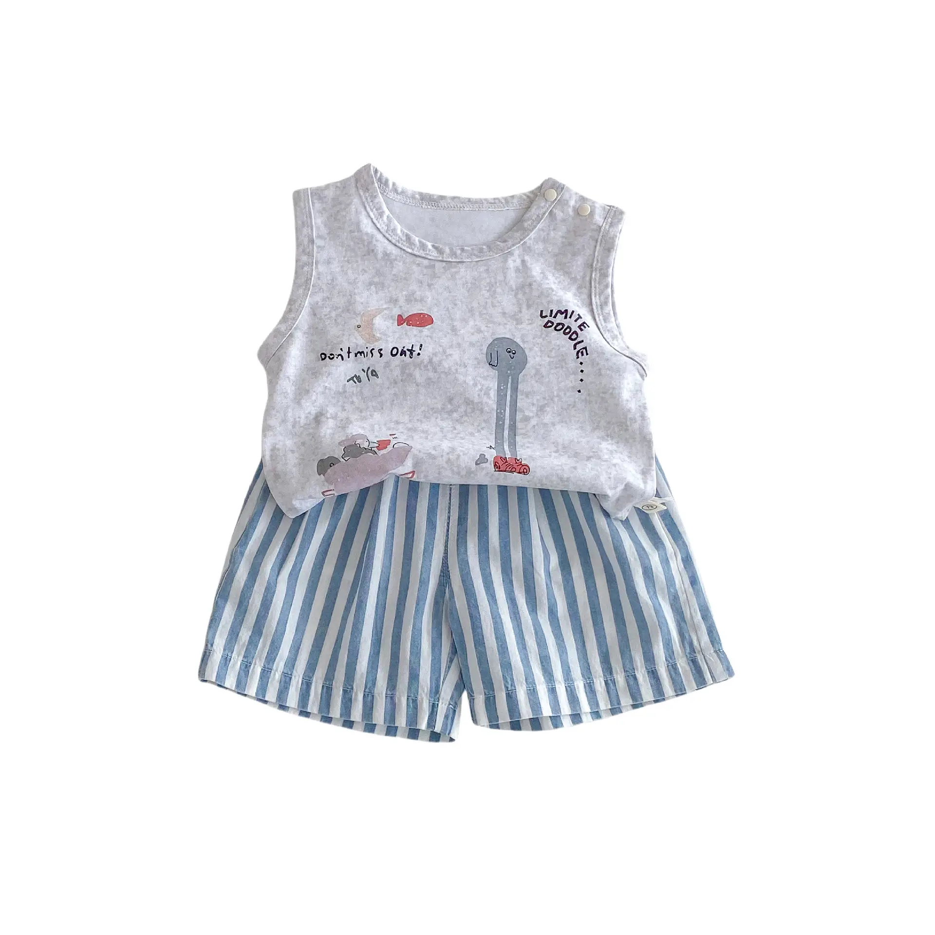 Kids Gray Graffiti Sleeveless T-Shirt 2025 - Image 7