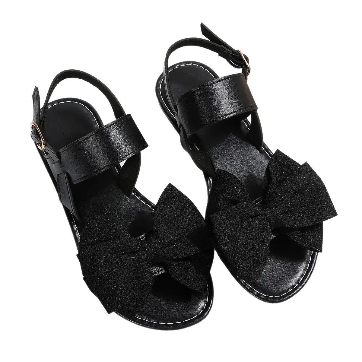 Women's Black Bow Flat Sandals 2025 Plus Size - Image 6