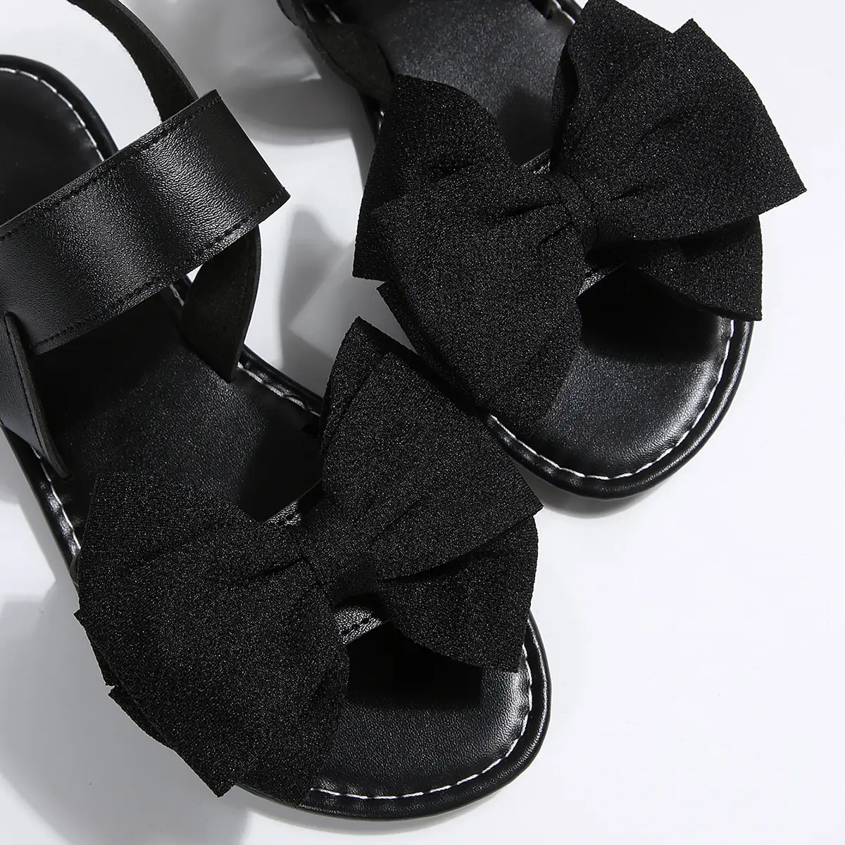 Women's Black Bow Flat Sandals 2025 Plus Size — feature 8