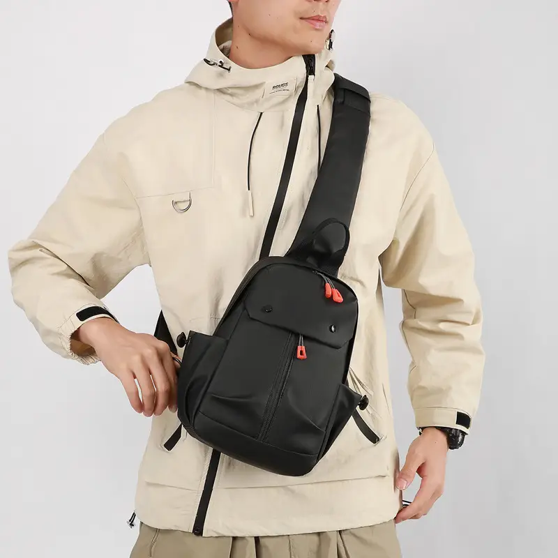 Men's Grey Crossbody Bag with USB Charging Port - Image 7