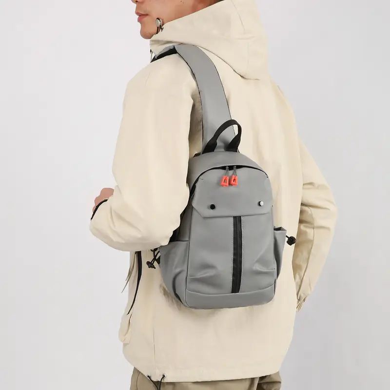 Men's Grey Crossbody Bag with USB Charging Port - Image 8