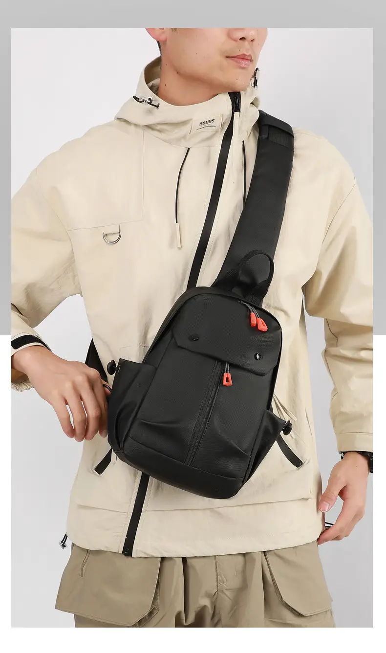 Men's Grey Crossbody Bag with USB Charging Port — feature 11