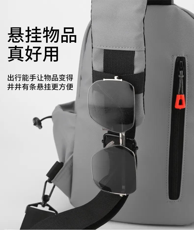 Men's Grey Crossbody Bag with USB Charging Port — feature 17