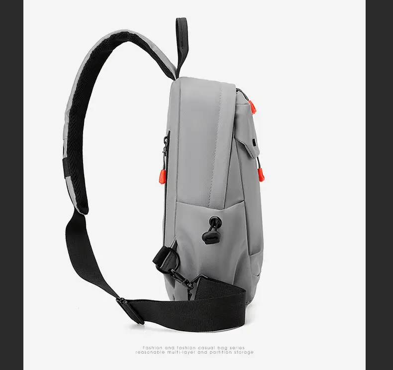 Men's Grey Crossbody Bag with USB Charging Port — feature 25