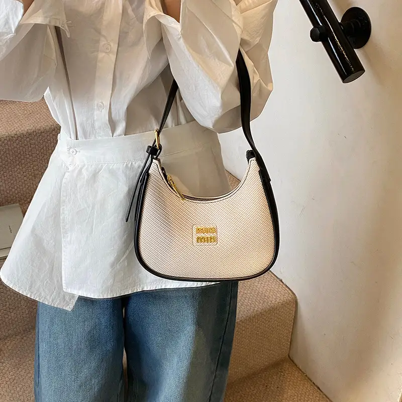 Women's Beige Large Underarm Bag Shoulder Crossbody - Image 6
