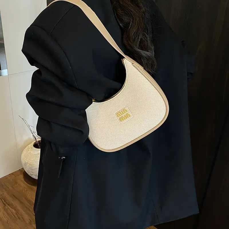 Women's Beige Large Underarm Bag Shoulder Crossbody - Image 7