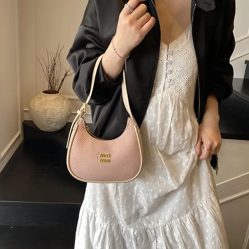 Women's Beige Large Underarm Bag Shoulder Crossbody - Image 8