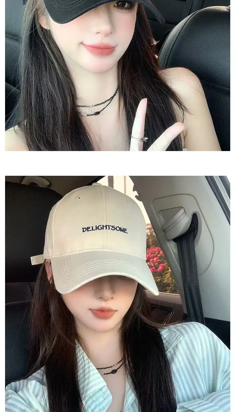 Korean-style Embroidered Baseball Cap Women White Curved Bristle — feature 17