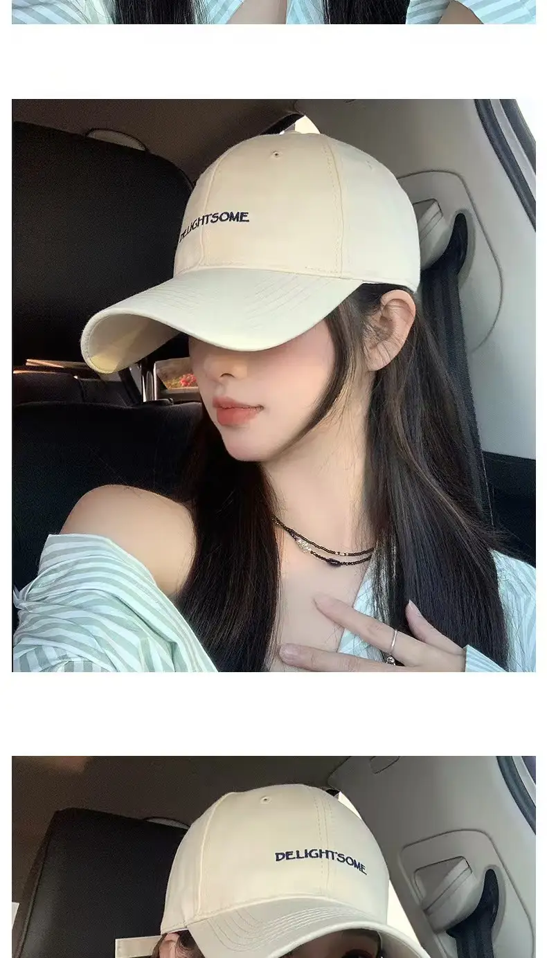 Korean-style Embroidered Baseball Cap Women White Curved Bristle — feature 18