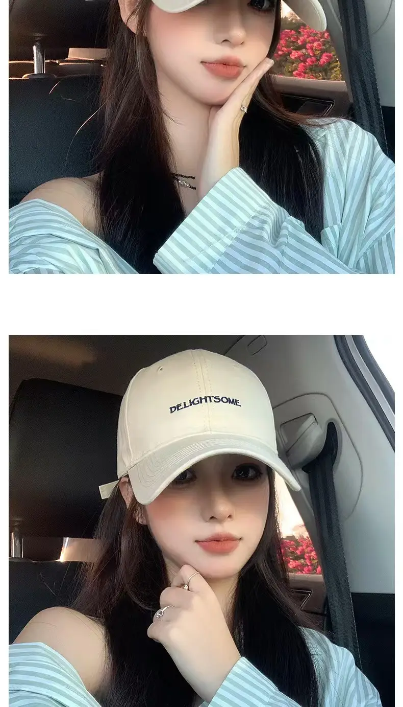 Korean-style Embroidered Baseball Cap Women White Curved Bristle — feature 19