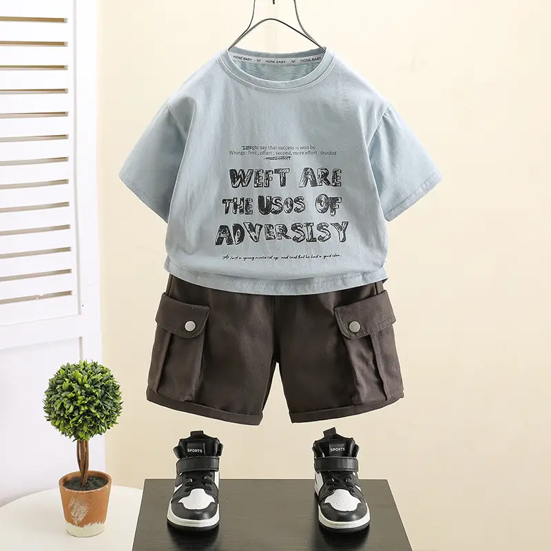 Boys Cotton Shorts Set Pink 2025 Summer - Image 5