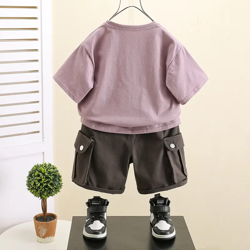 Boys Cotton Shorts Set Pink 2025 Summer - Image 7