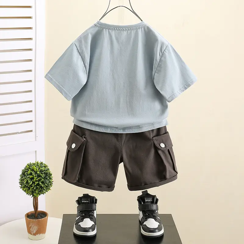 Boys Cotton Shorts Set Pink 2025 Summer - Image 8