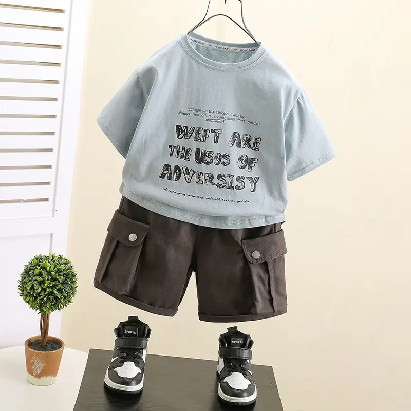 Boys Cotton Shorts Set Pink 2025 Summer - Image 2