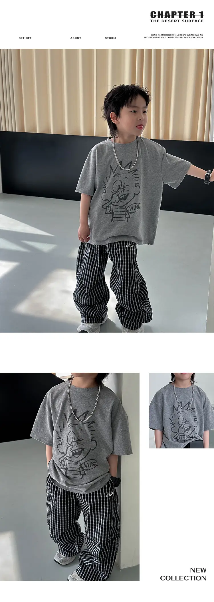 Kids Grey Printed T-Shirt 2025 Summer New Boys — feature 10