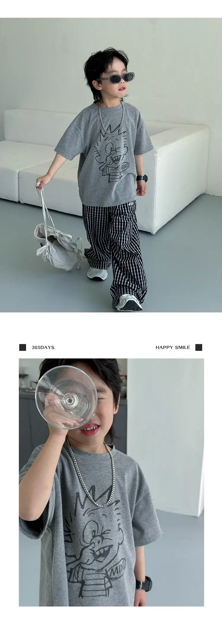Kids Grey Printed T-Shirt 2025 Summer New Boys — feature 14