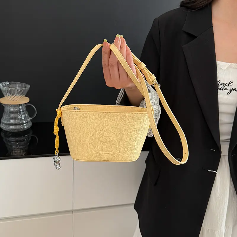 Yellow Leather Shoulder Bag for Women