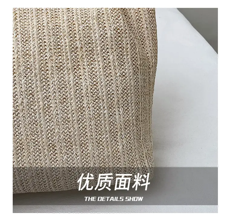 Beige Woven Straw Shoulder Bag Large Capacity — feature 6