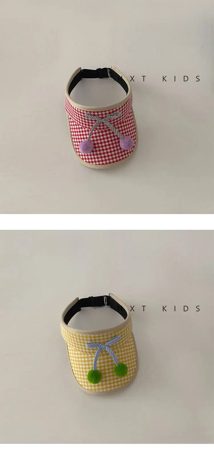 Kids Checkered Visor Cap with Red Button — feature 10