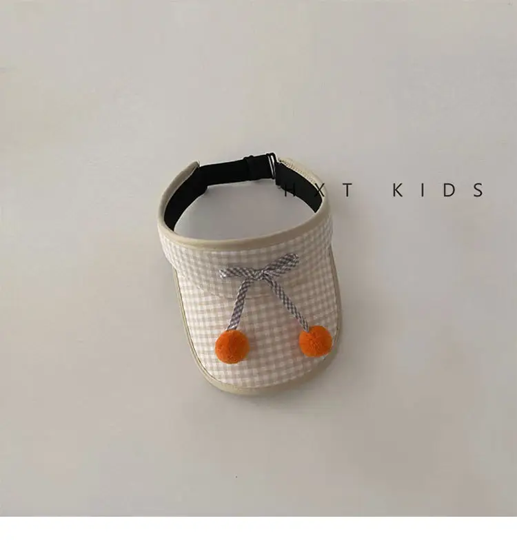 Kids Checkered Visor Cap with Red Button — feature 11