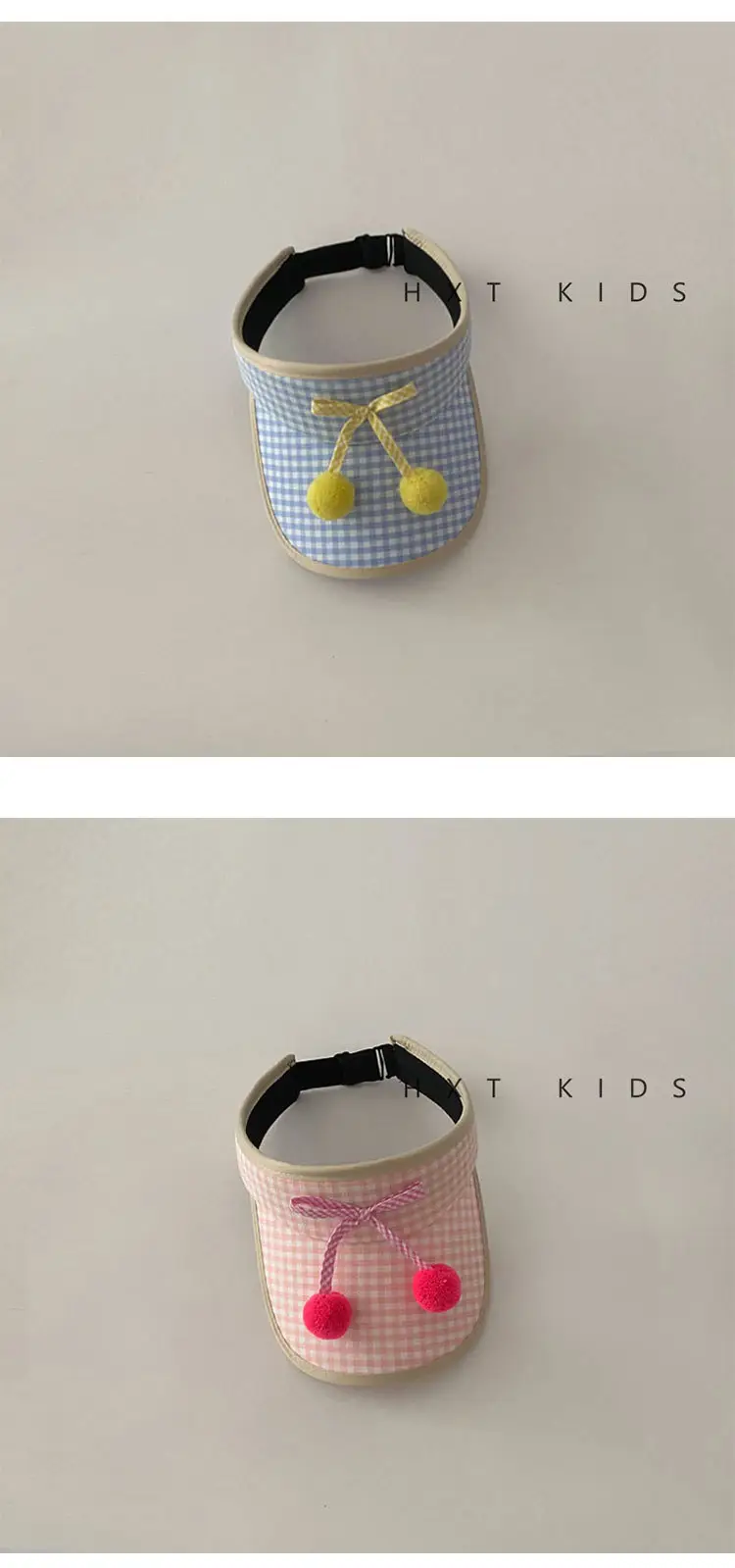 Kids Checkered Visor Cap with Red Button — feature 12