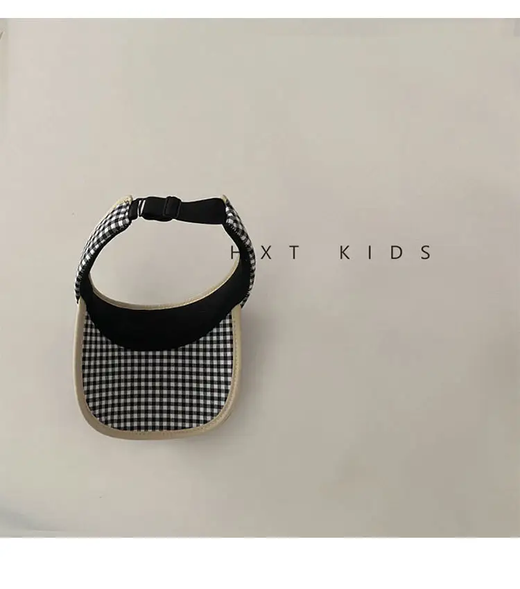 Kids Checkered Visor Cap with Red Button — feature 13