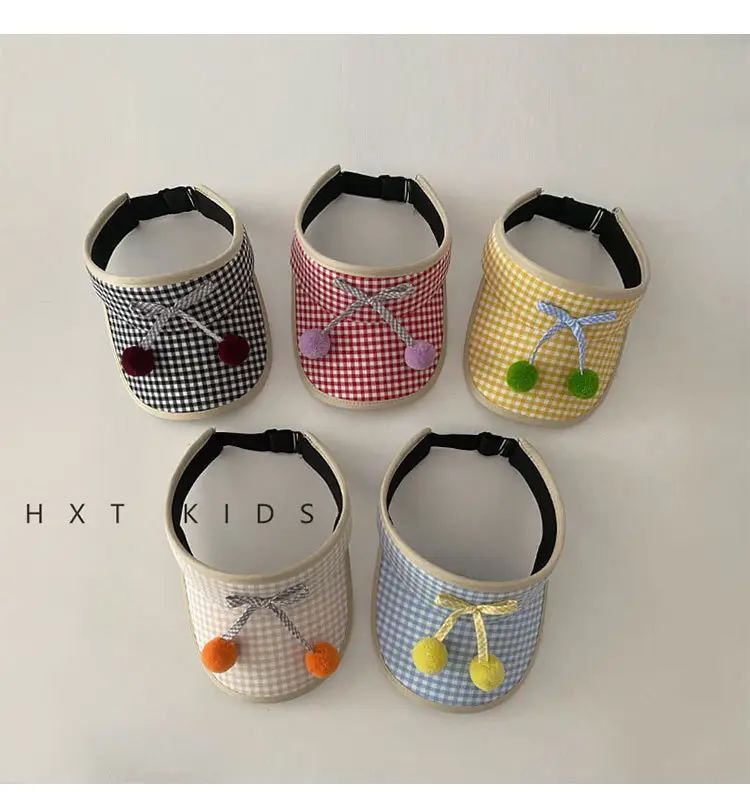 Kids Checkered Visor Cap with Red Button — feature 5