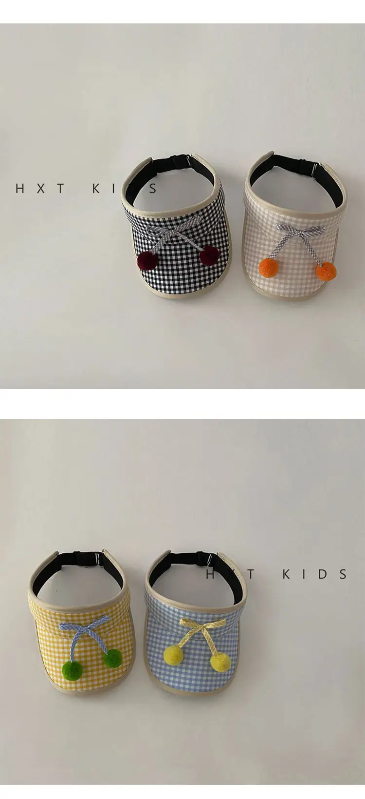 Kids Checkered Visor Cap with Red Button — feature 8