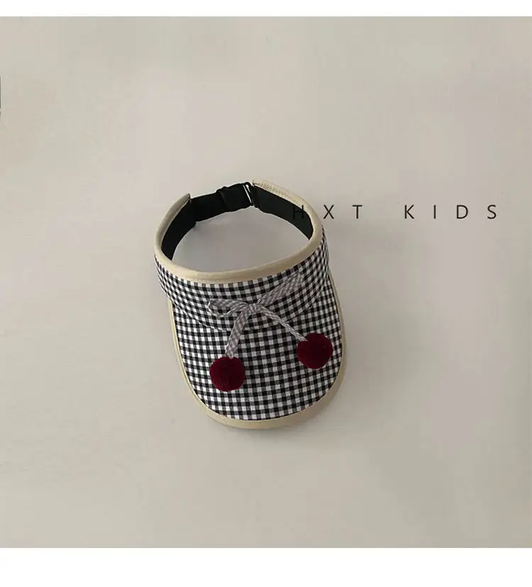 Kids Checkered Visor Cap with Red Button — feature 9
