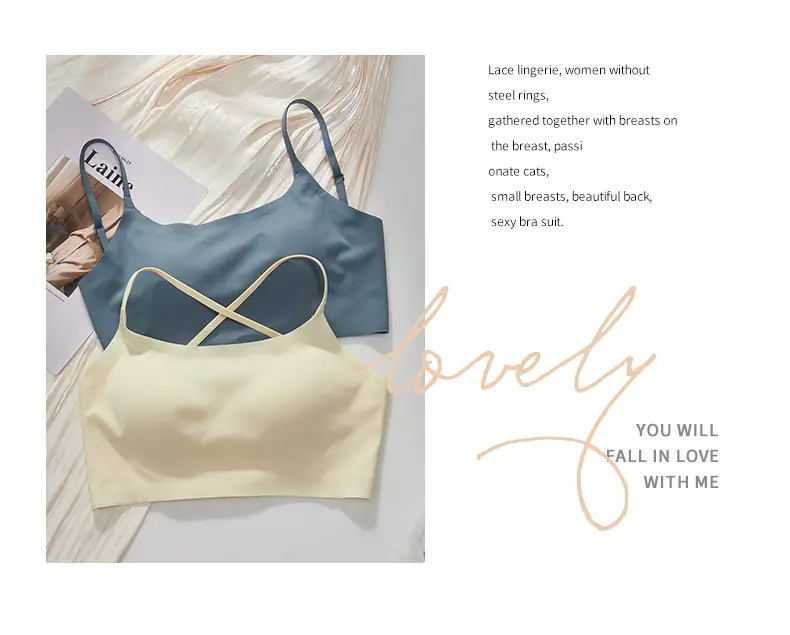 Summer Ice Silk U-Shaped Beautiful Back Bra One-piece Vest Sling Women's Tube Top Chest Wrapping Underwear Anti-running Large Chest Small — feature 42