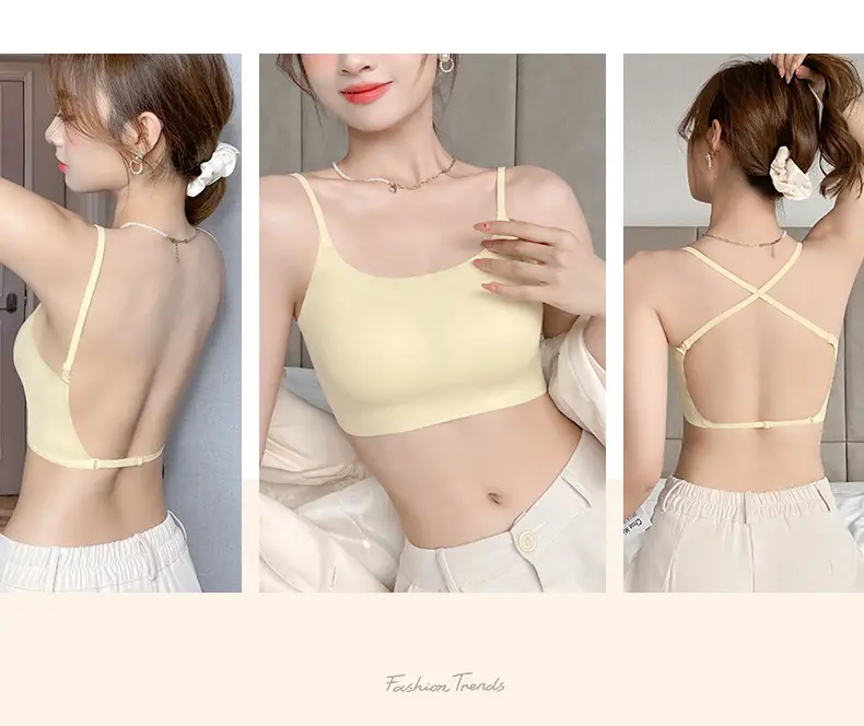 Summer Ice Silk U-Shaped Beautiful Back Bra One-piece Vest Sling Women's Tube Top Chest Wrapping Underwear Anti-running Large Chest Small — feature 46