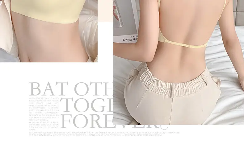 Summer Ice Silk U-Shaped Beautiful Back Bra One-piece Vest Sling Women's Tube Top Chest Wrapping Underwear Anti-running Large Chest Small — feature 48