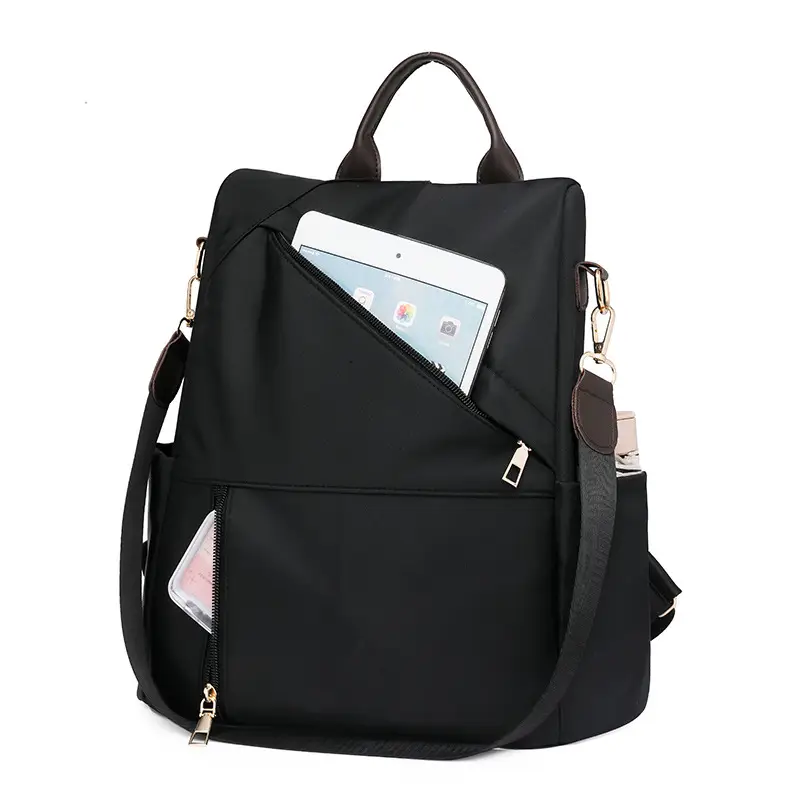 Women's Black Large Capacity Anti-Theft Backpack - Image 9