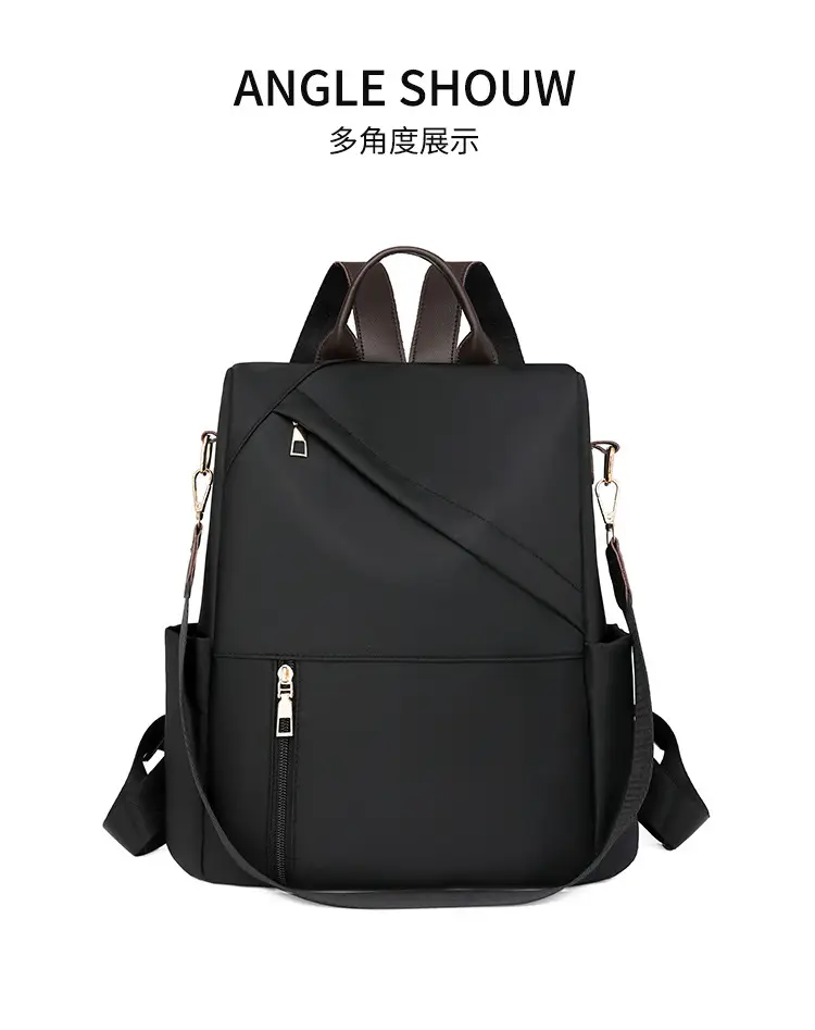 Women's Black Large Capacity Anti-Theft Backpack — feature 24